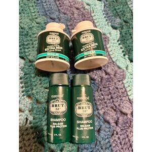 Vintage Faberge Brut 33 Shampoo and Shave Cream Set Travel Size 2oz Made in USA
